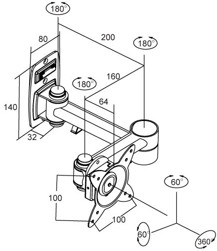 Svensen SV9.0 Quick Release VESA TV Bracket for Caravans Campervans or Motorhomes diagram